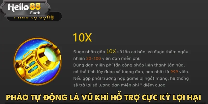 Pháo Tự Động là vũ khí hỗ trợ cực kỳ lợi hại trong Bá Chủ Đại Dương