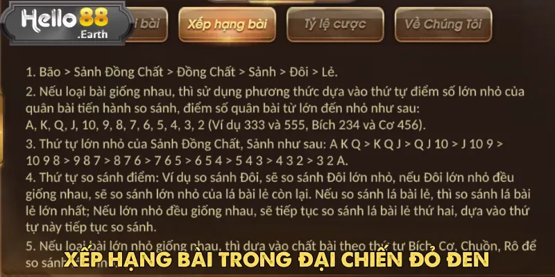 Hiểu rõ các thứ hạng bài là yếu tố then chốt trong game Đại Chiến Đỏ Đen