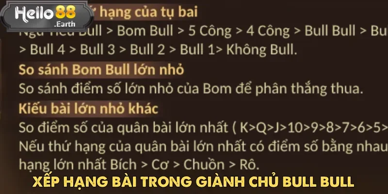 Giành Chủ Bull Bull - Trải nghiệm game đỉnh cao Hello88 5 Giành Chủ Bull Bul phân cấp tay bài từ yếu đến mạnh, dễ xác nhận vị trị