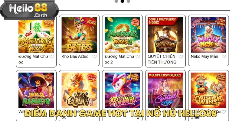 Nổ hũ Hello88 thu hút người chơi nhờ những tựa game hot nhất 2025