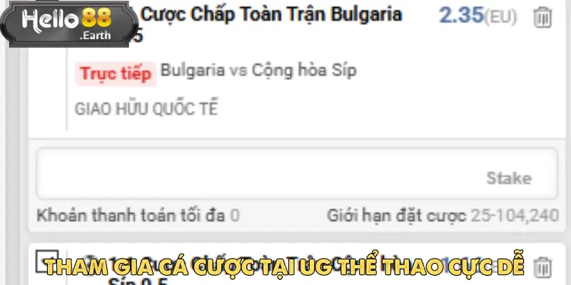 Tham gia cá cược đổi thưởng tại UG thể thao chỉ trong vài bước đơn giản